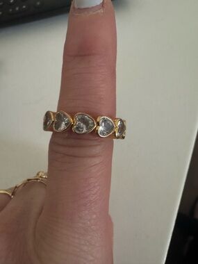 Gold Heart Crystal Eternity Ring - Women Jewelry